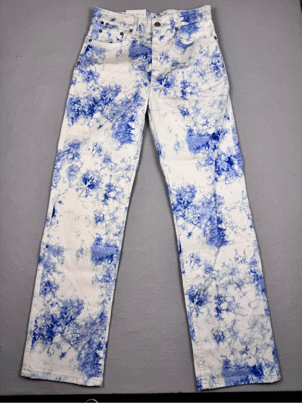 Boss White Jeans with Blue Tie-Dye Waistband